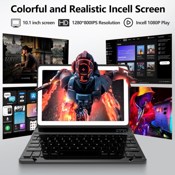 Android 14 Tablet 10 inch 2025 Latest Tablet with Keyboard,14GB RAM+128GB ROM+1TBExpand,Octa-Core,4G Cellular tablets with 2 Sim Slot,Incell screen,5G WiFi/BT5.0/GPS,13MP+8MP Camera7000mAh Battery - Image 6