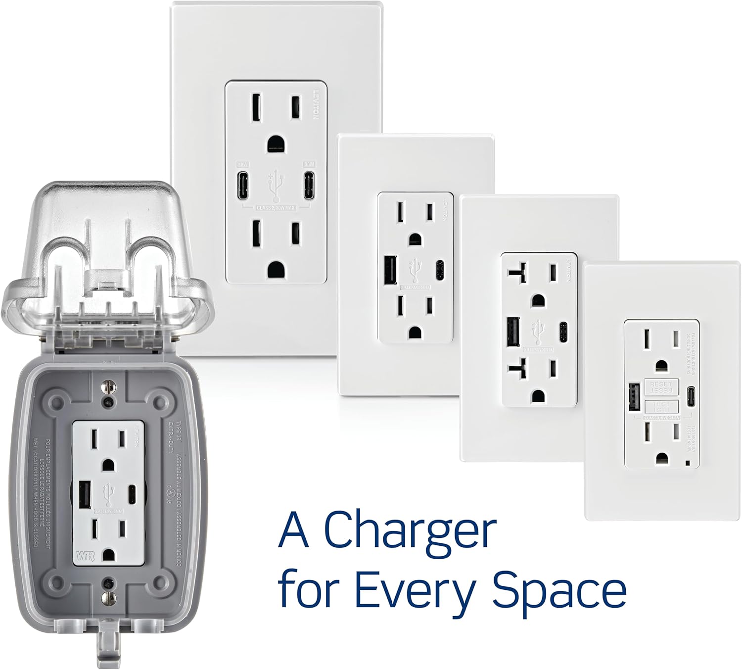 Leviton T5636-W 60W (6A) USB Dual Type-C/C Power Delivery in-Wall Charger with 15A Tamper-Resistant Outlet, USB Charger for Smartphones, Tablets, Laptops, White - Image 10
