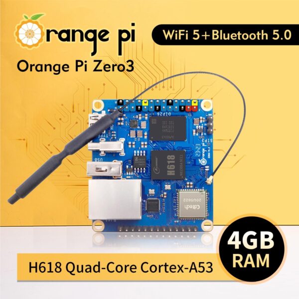 Zero 3 4GB LPDDR4 Allwinner H618 Quad-Core 64 Bit Single Board Computer with 16MB SPI Flash,Support WiFi BT5.0, Development Board Computer Run Android 12 TV/Ubuntu(4G+Expansion Board+Power) - Image 2