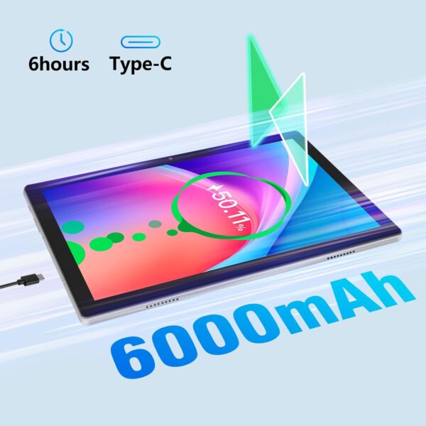Tablet, Android 14 Tablet with 12GB (4+8) RAM 128GB ROM, Octa-Core Processor Tablets with Keyboard, Mouse, 10.1 Inch 1280 * 800 IPS Touch Screen, Dual Camera, WiFi 6, BT 5.4, 6000mAh Battery - Image 4