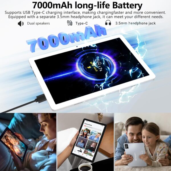 Android 14 Tablet 10 inch 2025 Latest Tablet with Keyboard,14GB RAM+128GB ROM+1TBExpand,Octa-Core,4G Cellular tablets with 2 Sim Slot,Incell screen,5G WiFi/BT5.0/GPS,13MP+8MP Camera7000mAh Battery - Image 5