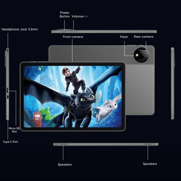 Tablet, Android 15 Tablet with 11 inch LCD Display, 12GB RAM + 128GB Storage 1TB Expand, T7200 Octa-Core Processors, 8000mAh, Widevine L1, GPS, Dual Camera, WiFi 5, BT5.0 (Black) - Image 7
