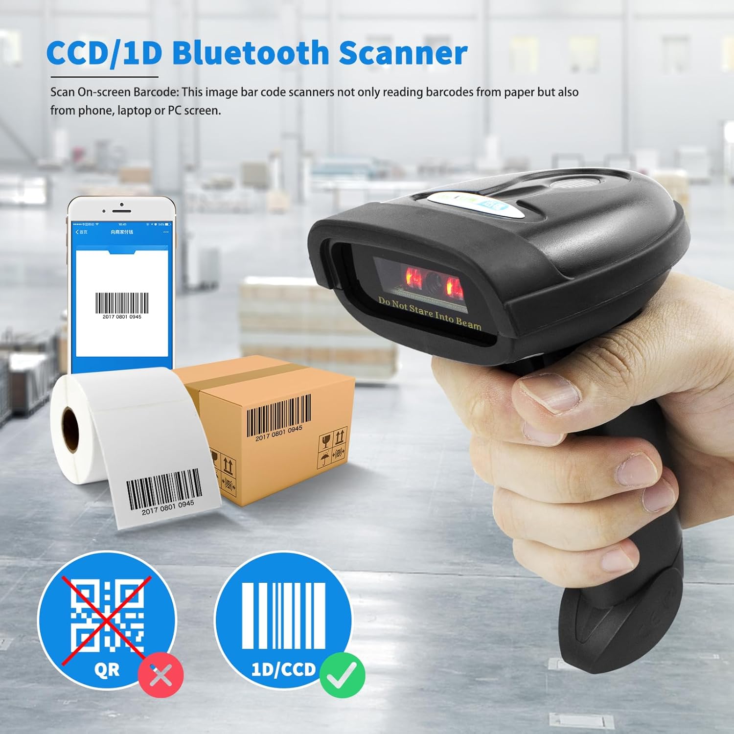 NETUM Bluetooth Barcode Scanner, Compatible with 2.4G Wireless & Bluetooth Function & Wired Connection, Connect Smart Phone, Tablet, PC, CCD Bar Code Reader Work with Windows, Mac,Android (NT-1228BC) - Image 4