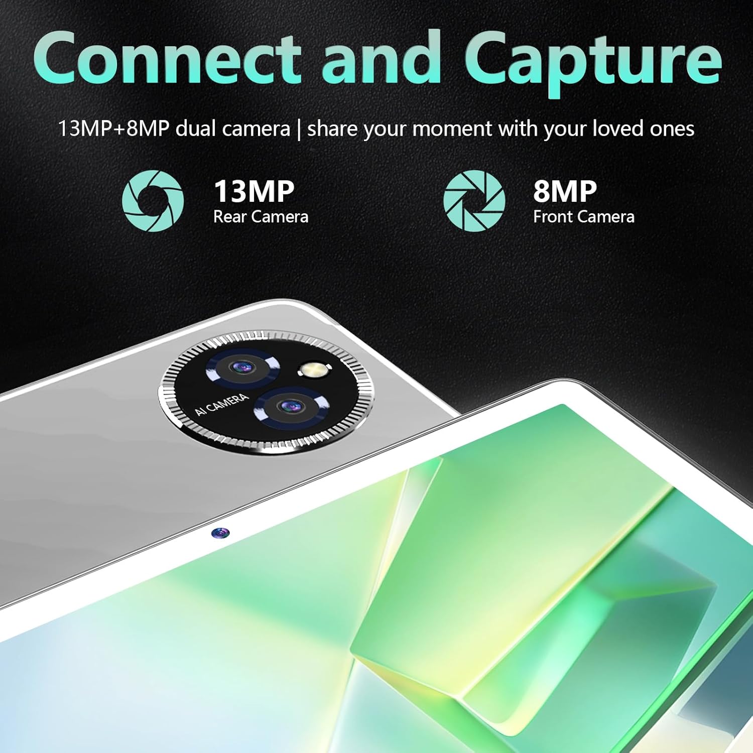 Android 14 Tablet 10 Inch, 4G Cellular Tablets, Octa-Core, 128GB Storage + 14(8+6)GB RAM/ 1TB Expandable, 5G WiFi, 8000mAh Battery, Bluetooth 5.0, 13MP+8MP Camera, Tableta with Keyboard/Case, Silver - Image 6