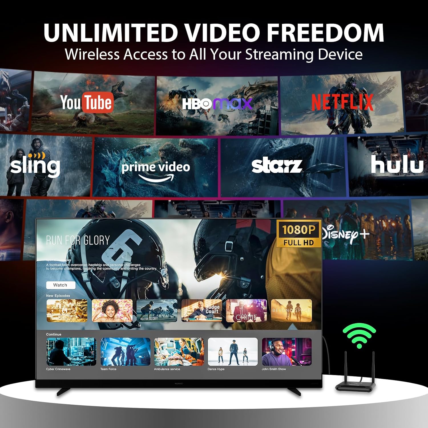 Wireless HDMI Transmitter and Receiver, HDMI Loop-Out, IR Remote Extender, Range 200M/657FT, 1 TX to 4 RXs, 1080P 60HZ, Streaming Video from STB, Laptop, PC, Netflix, YouTube to TV, Projector - Image 2