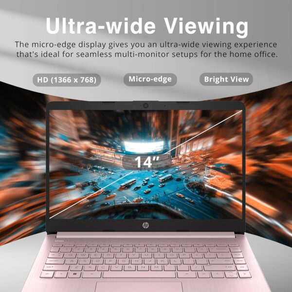 HP Stream 14" HD Lightweight Laptop, Intel Celeron N4120, 16GB RAM, 224GB Storage(64GB eMMC + 160GB Docking Station), Intel UHD Graphics, HD Webcam, 1 Year Office 365, WiFi, Bluetooth, Win 11s, Pink - Image 5